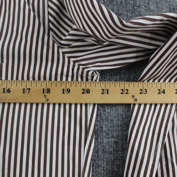 Frank Eileen Shirt Womens Large Barry Tailored Button Up Brown Quiet Luxury Chic - Picture 8 of 9